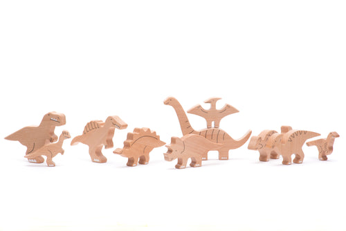 Holz-Dinosaurierfiguren - 10 Stück